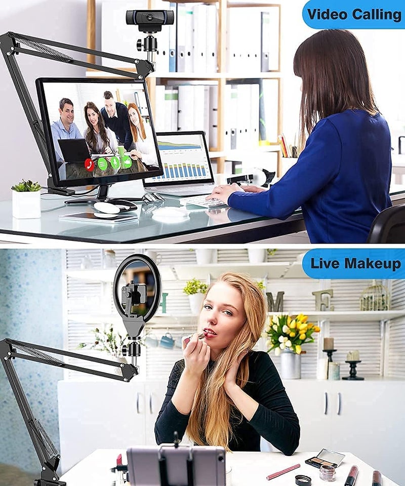 Etour Webcam Stand, Boom Arm Camera Mount Stand for Logitech Webcam BRIO 4K C920 C920S C922 C922x C925e C930 NexiGo N60, 1/4"-3/8" and 3/8"-5/8" Screw for Blue Yeti Snowball Yeti Nano and Other Mics - Image 5